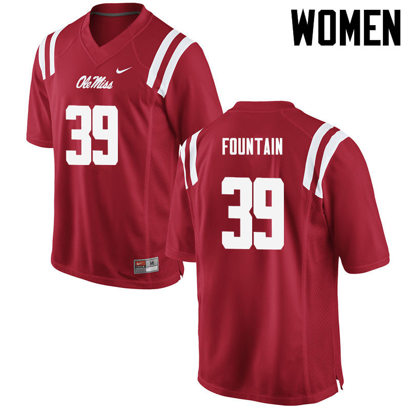 Women Ole Miss Rebels #39 Kweisi Fountain College Football Jerseys-Red - Click Image to Close